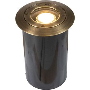 VOLT 12V Mini Well Light with Brass Top (Bronze) & 4W 2700K LED MR11 Bulb