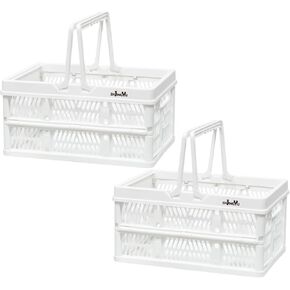 collapsible crates for storage,plastic baskets for organizing,collapsible shopping basket,20L foldable crate with Handles,car storage crate,crate for Kitchen,Bathroom,Medicine,Milk (Black, M)