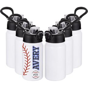 فراغات زجاجات المياه التسامي للأطفال مع غطاء صنبور ومقبض، 6 عبوات زجاجات مياه معزولة مخصصة بحجم 14 أونصة، مفتوحة بنقرة واحدة، هدية ذاتية الصنع للأولاد والبنات إلى المدرسة الرياضية والسفر والتخييم، باللون الأبيض in Kuwait