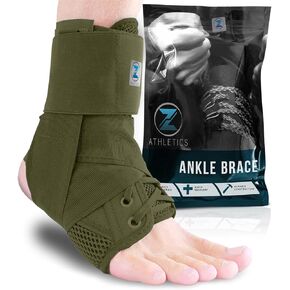 Z ATHLETICS Zenith Ankle Brace, Lace Up Adjustable Support – for Running, Basketball, Injury Recovery, Sprain! Ankle Support Wrap for Men, Women, and Children (Black, Medium)