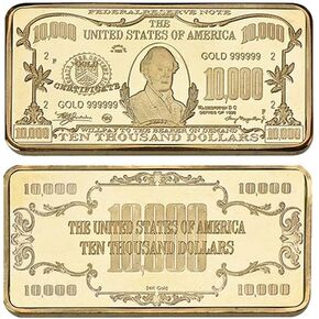 1 Dollar Gold Bar, Simulated Gold Plated Dollar Gold Bullion for Paperweight Movie Prop Novelty Gift