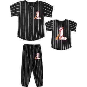 Baby First Birthday Baseball Jersey and Shorts Suit Set Kids Stripe Sport Shirt and Pants Toddler Fashion Tee