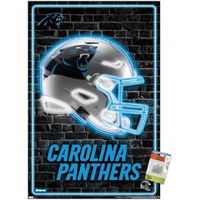 Trends International NFL Carolina Panthers - Neon Helmet 23 Wall Poster, 14.72" x 22.37", Premium Poster & Push Pin Bundle