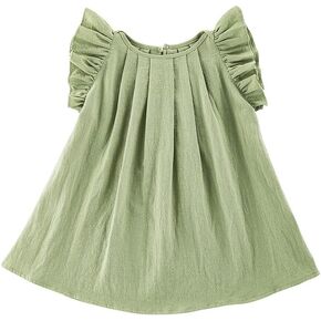 Yanmucy Toddler Cotton Dress Baby Girls Summer Beach Ruffle Pink/Beige Dresses 6-24 Months in Kuwait