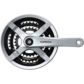 Shimano Tourney FC-TY501 Crankset - 170mm, 6/7/8-Speed, 42/34/24t, Riveted, Square Taper JIS Spindle Interface, Silver