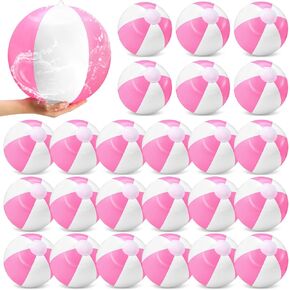 Lunmon 24 Pieces Pink and White Inflatable Beach Ball Round Pool PVC Balls Bulk Pool Party Favors Blow up Pool Game Toys for Swimming Pool Summer Hawaiian Tropical Theme Party Supplies in Saudi Arabia