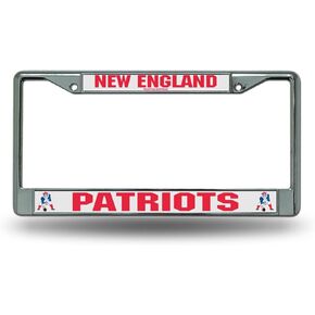 Rico Industries NFL New England Patriots Retro 12" x 6" Silver Chrome Frame W' Decal Insert Car/Truck/SUV Auto Accessory