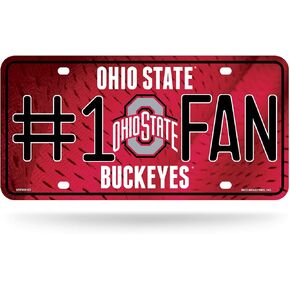 Rico Industries NCAA Ohio State Buckeyes #1 Fan Metal License Plate Tag , 6 x 11.5-inches