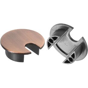 uxcell 2Pcs Cable Hole Cover 1-3/8"(35mm) Zinc Alloy Desk Cable Wire Cord Grommet Hole Cover for Office Computer Desk Wire Organizer, Brushed Silver