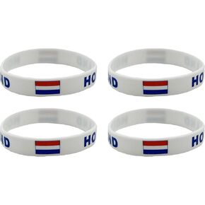 4 Pcs Holland Netherlands Country Flag Rubber Bracelets, National Flag Silicone Bracelet, Rubber Wristbands Patriotic Decorations Gift