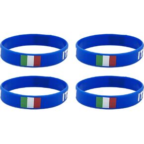 4 Pcs Italy Italian Country Flag Rubber Bracelets, National Flag Silicone Bracelet, Rubber Wristbands Patriotic Decorations Gift