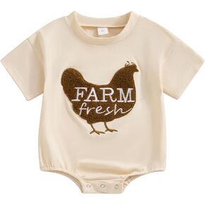 Lamuusaa Western Baby Girl Boy Clothes Cow Print Embroidery Romper Short Sleeve Bodysuit One Piece Summer Clothes