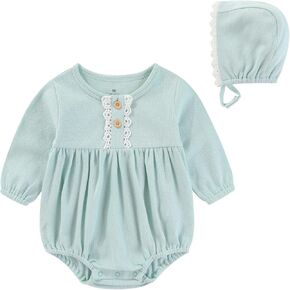 Baby Girls Clothes Set Cotton Floral Bodysuit Dress with Headpiece for 3-24 Months