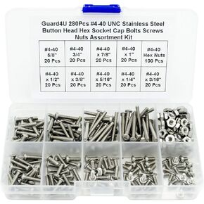 160Pcs #8-32 UNC Stainless Steel Button Head Hex Socket Cap Bolts Screws Nuts Assortment Kit- #8-32x 1/4" 5/16" 3/8" 1/2" 5/8" 3/4" 7/8" 1" in Kuwait
