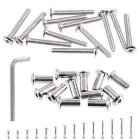 Keadic 25 Pcs M6 x 80mm Socket Cap Bolts Barrel Nuts Kit with Hex Key, Silver Binding Screws Stud Posts Assortment Kit Countersunk Furniture Crib Bolts for Bed Chair Table Cabinet