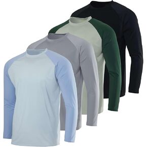 Real Essentials 4-Pack: Boys Long Sleeve Rash Guard Shirt Swimwear UPF Sun Protection Surf Top Swim Suit
