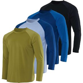 Real Essentials 4-Pack: Boys Long Sleeve Rash Guard Shirt Swimwear UPF Sun Protection Surf Top Swim Suit