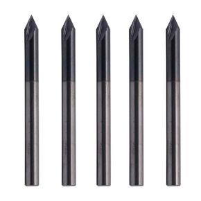 BestParts 5pcs High Performance Solid Carbide End Mill, Chamfer Mill - Single End - AlTiN Coated, 2 Flute, 60° Chamfer Angle, 1/8" Cutting Diameter, 1/8" Shank Diameter, 1-1/2" Overall Length