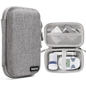 Diabetes Travel Case EVA Hard Shell Diabetic Supplies Bag Organizer for Blood Sugar Testing Kit, Glucose Monitor Kit with Meter, Glucose Test Strips, Lancets, Lancing Device, Alcohol Wipe (Black)