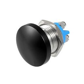 16mm Self reset Push Button Switch Metal Mushroom Head Round Start Button AC/DC 12V-250V， Domed Screw Terminal， Suitable for 0.63 '' mounting hole（Blue）