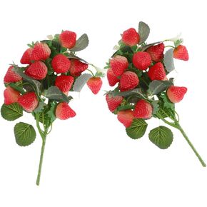 2pcs Simulation Strawberry Bouquet Simulation Berry Picks Artificial Fruit Arrangement Strawberry Photo Props Faux Plants Floral Decorations Artificial Flower Office Wedding PVC