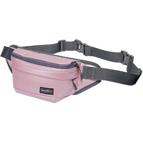 WATERFLY Fanny Pack Waist Bag: Your Small Stylish and Water Resistant Partner for Hiking Walking Traveling Adjustable Extra Strap Included for Both Women and Men-Pink