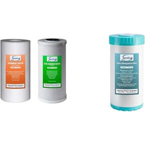 iSpring F2WGB21B Whole House 4.5 بوصة × 10 بوصة لتنقية المياه ذات سعة عالية للرواسب وCTO مجموعة خرطوشة بديلة لفلتر المياه من الكربون، الطراز: WGB21B in Kuwait