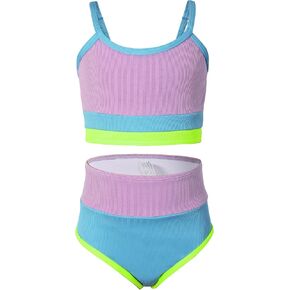 ملابس سباحة تانكيني للفتيات من Adisputent مقاس 7-14 مكونة من قطعتين بخصر عالٍ وجزء سفلي لطيف بألوان كتلة للأطفال لباس سباحة in Kuwait