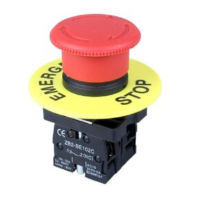 22MM 600V 10Amp 1NO 1NC Red Mushroom Latching Emergency Stop Push Button Switch Knob Rotary Switch (HB2 2pcs)