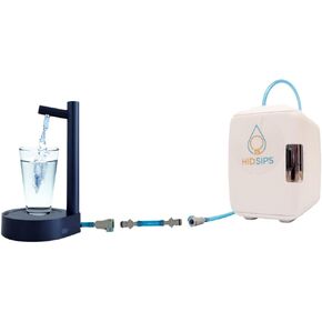 4L Mini Fridge and Desktop Water Dispenser, Quick Connect attachements Beverage Cooler, 1 HID SIPS Mini fridge, 1 Beverage Storage Container, 1 Replacable 200 Gallon Water Filter