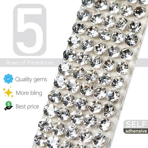 3 Yards Crystal Black Self Adhesive Rhinestone Strips K9 Glass Diamond Jet Black Bling Glitter Rhinestone Ribbon Sticker Bling Wrap Roll for Crafts DIY Arts Crafting Car Phone Cake Decor in Kuwait