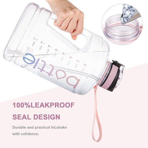 زجاجة مياه كبيرة سعة 1 جالون مع ماصة ومقبض كبير، زجاجة مياه تحفيزية سعة 1 جالون مع علامة زمنية، زجاجة مياه مقاومة للتسرب خالية من مادة BPA للياقة البدنية والرياضات الخارجية in Kuwait