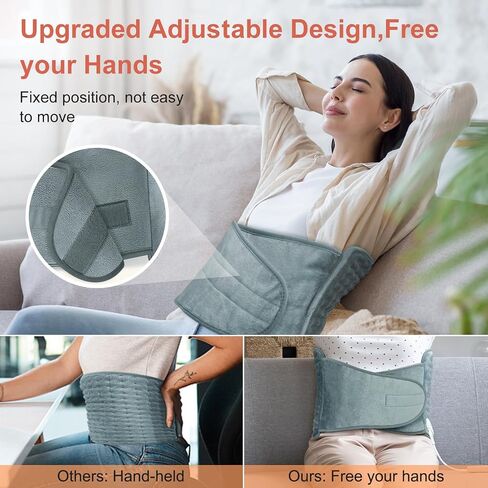 Heating Pad for Back Pain Relief,12"x24"+20" Large Heat Pad with Loop Fasten,6 Heat Setting, Auto Shut Off, Machine Washable, Electric Heating Pad for Neck and Shoulder in Saudi Arabia