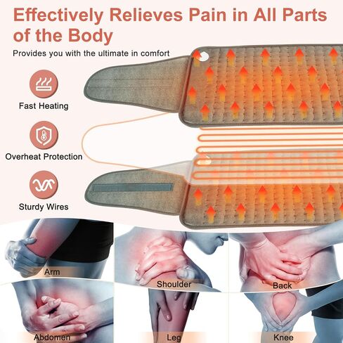 Heating Pad for Back Pain Relief,12"x24"+20" Large Heat Pad with Loop Fasten,6 Heat Setting, Auto Shut Off, Machine Washable, Electric Heating Pad for Neck and Shoulder in Saudi Arabia