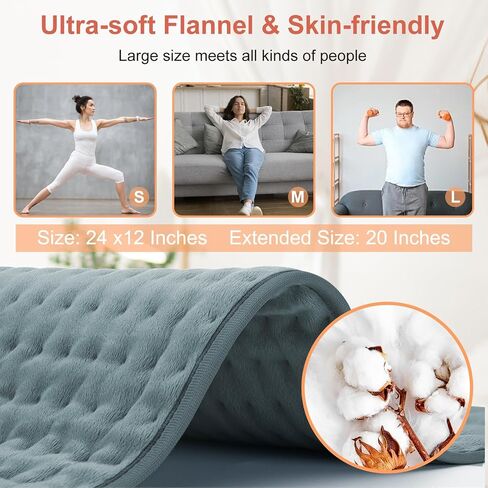 Heating Pad for Back Pain Relief,12"x24"+20" Large Heat Pad with Loop Fasten,6 Heat Setting, Auto Shut Off, Machine Washable, Electric Heating Pad for Neck and Shoulder in Saudi Arabia
