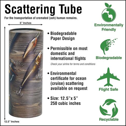 Casket Depot Memorial Collection Scattering Tube, Biodegradable Urn for Scattering Ashes, Eco Urn: Gone Fishing (Mini Memento Size Holds Up 35 Cubic Inches) in Saudi Arabia