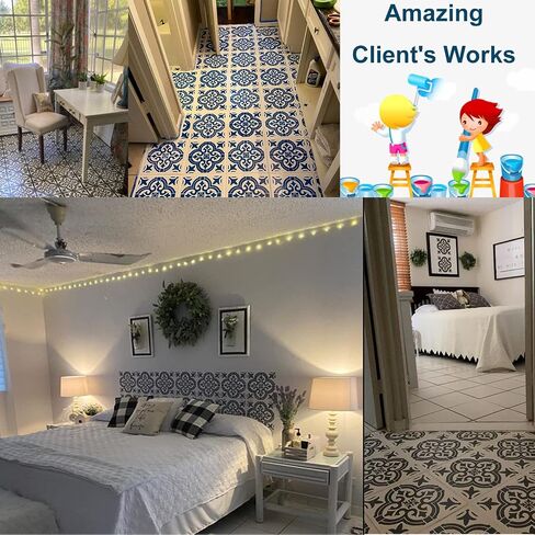 12 x 12 Inch Large Size Reusable Stencil Laser Cut Painting Template Floor Wall Tile Fabric Furniture Stencils Painting Stencils (E4, 4PC) in Saudi Arabia