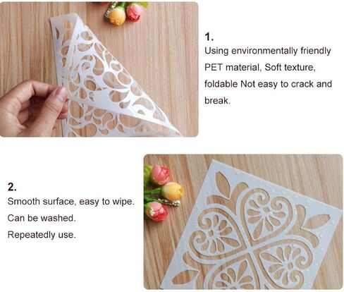 12 x 12 Inch Large Size Reusable Stencil Laser Cut Painting Template Floor Wall Tile Fabric Furniture Stencils Painting Stencils (E4, 4PC) in Saudi Arabia