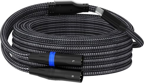 كابل صوت USB C إلى ثنائي XLR ذكر، كابل مضخم طاقة ستيريو USB C إلى 2 XLR ذكر، مكبر صوت نشط للاتصال عبر USB c للهاتف المحمول، كابل صوت مضخم الطاقة - 10 أقدام in Kuwait