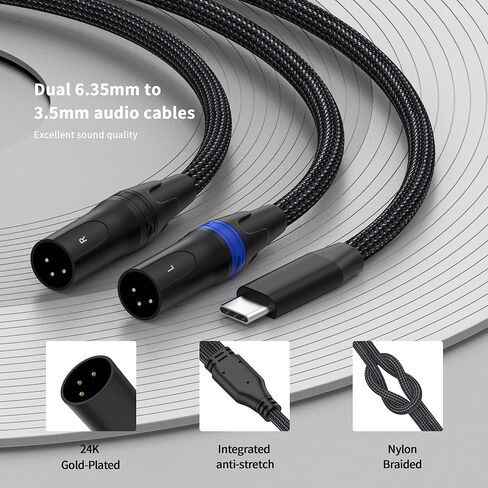 كابل صوت USB C إلى ثنائي XLR ذكر، كابل مضخم طاقة ستيريو USB C إلى 2 XLR ذكر، مكبر صوت نشط للاتصال عبر USB c للهاتف المحمول، كابل صوت مضخم الطاقة - 10 أقدام in Kuwait