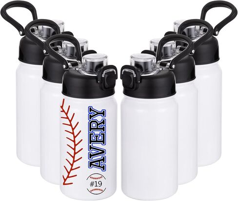 فراغات زجاجات المياه التسامي للأطفال مع غطاء صنبور ومقبض، 6 عبوات زجاجات مياه معزولة مخصصة بحجم 14 أونصة، مفتوحة بنقرة واحدة، هدية ذاتية الصنع للأولاد والبنات إلى المدرسة الرياضية والسفر والتخييم، باللون الأبيض in Kuwait