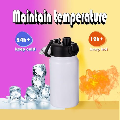 فراغات زجاجات المياه التسامي للأطفال مع غطاء صنبور ومقبض، 6 عبوات زجاجات مياه معزولة مخصصة بحجم 14 أونصة، مفتوحة بنقرة واحدة، هدية ذاتية الصنع للأولاد والبنات إلى المدرسة الرياضية والسفر والتخييم، باللون الأبيض in Kuwait