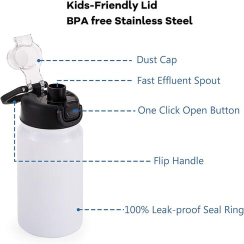 فراغات زجاجات المياه التسامي للأطفال مع غطاء صنبور ومقبض، 6 عبوات زجاجات مياه معزولة مخصصة بحجم 14 أونصة، مفتوحة بنقرة واحدة، هدية ذاتية الصنع للأولاد والبنات إلى المدرسة الرياضية والسفر والتخييم، باللون الأبيض in Kuwait