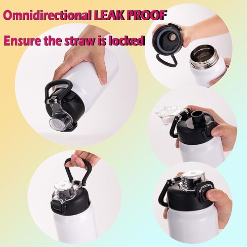 فراغات زجاجات المياه التسامي للأطفال مع غطاء صنبور ومقبض، 6 عبوات زجاجات مياه معزولة مخصصة بحجم 14 أونصة، مفتوحة بنقرة واحدة، هدية ذاتية الصنع للأولاد والبنات إلى المدرسة الرياضية والسفر والتخييم، باللون الأبيض in Kuwait