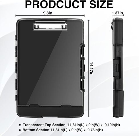 Sooez Original Clipboard with 2 Storage & Pen Holder, Heavy Duty Clip Boards 8.5x11 with Dual Storage, Clearview Dry Erase Coach Clipboard with Real Hinge, High Capacity, School & Office Supplies in Kuwait