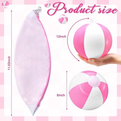 Lunmon 24 Pieces Pink and White Inflatable Beach Ball Round Pool PVC Balls Bulk Pool Party Favors Blow up Pool Game Toys for Swimming Pool Summer Hawaiian Tropical Theme Party Supplies in Saudi Arabia