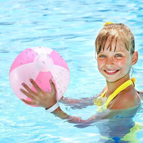 Lunmon 24 Pieces Pink and White Inflatable Beach Ball Round Pool PVC Balls Bulk Pool Party Favors Blow up Pool Game Toys for Swimming Pool Summer Hawaiian Tropical Theme Party Supplies in Saudi Arabia