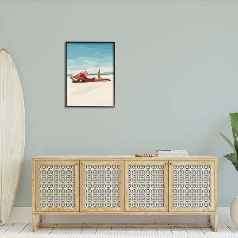 Stupell Industries Beach Babe Lounging Coastal Ocean Shoreline Framed Wall Art, Design By Amelia Noyes in Saudi Arabia