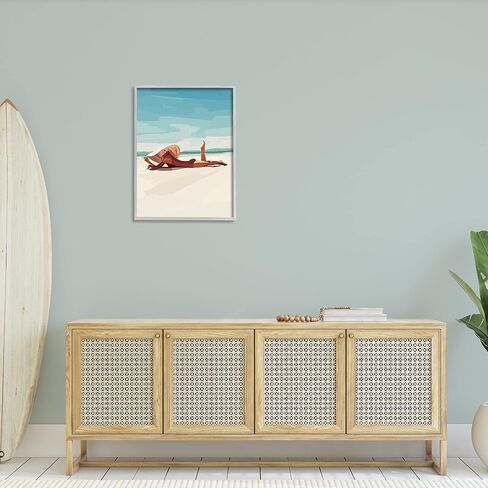 Stupell Industries Beach Babe Lounging Coastal Ocean Shoreline Framed Wall Art, Design By Amelia Noyes in Saudi Arabia
