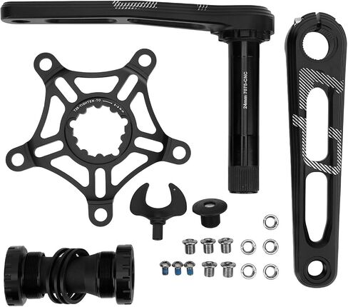 Folding Bike Crankset CNC Aluminum Lightweight 130 BCD Crankset CNC Curved Hollow Handle Single Disc Black in Saudi Arabia